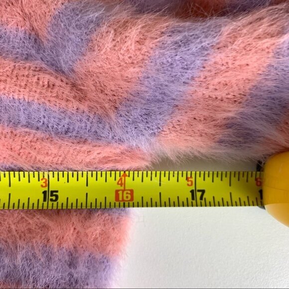 Fashion Nova pink & purple  Striped Cozy Fuzzy Sweater size small - Picture 4 of 8